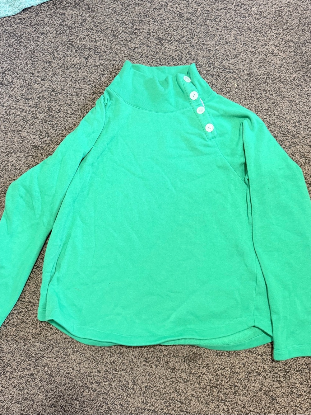 J. Crew Bright Green Long Sleeve Button-Shoulder Tee